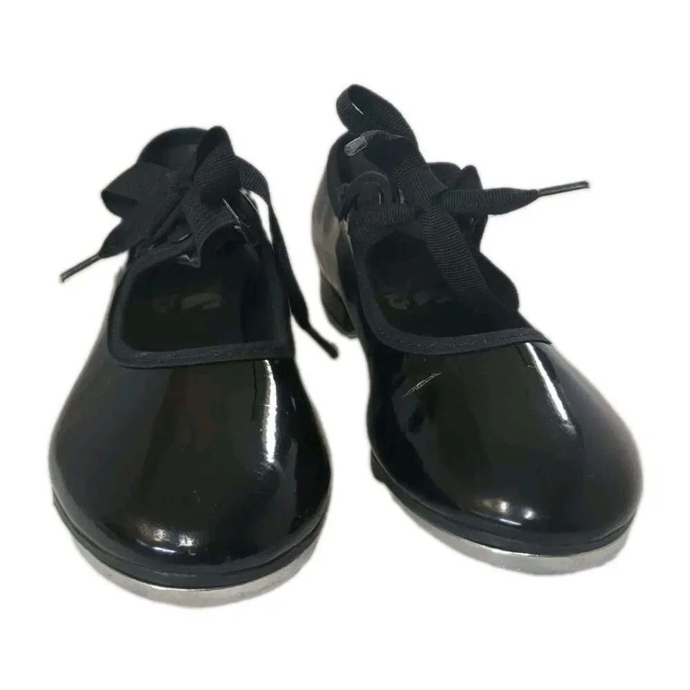 So Danca TA35 Girls Tap Dance Shoes Black Patent Size 11.5 M